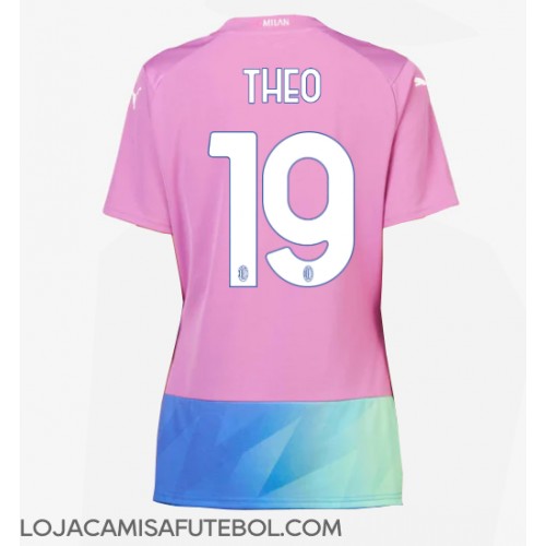 Camisa de Futebol AC Milan Theo Hernandez #19 Equipamento Alternativo Mulheres 2023-24 Manga Curta